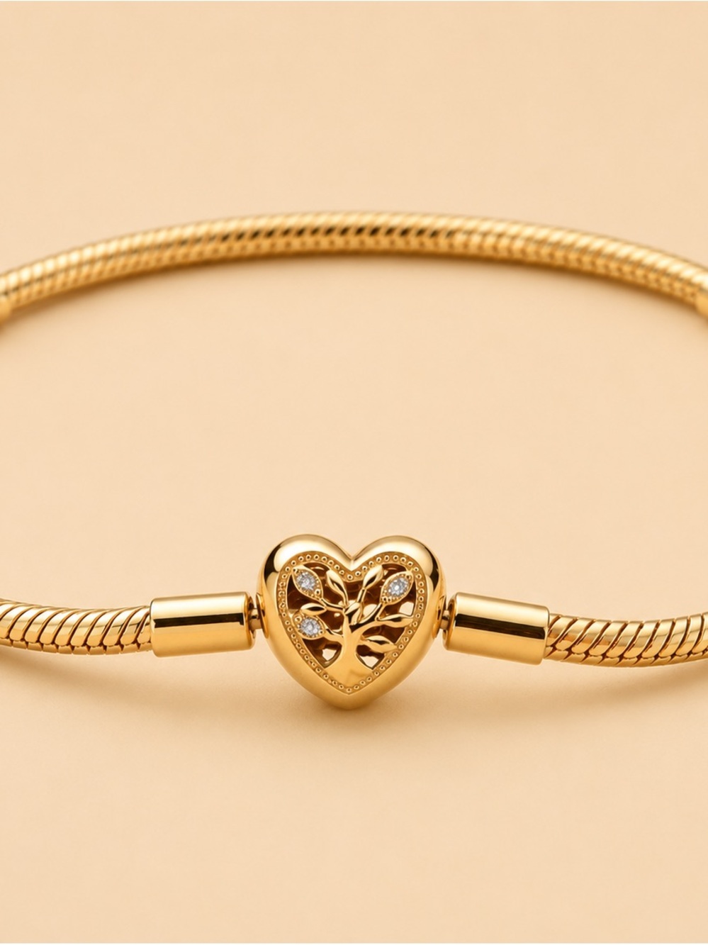 Pandora Gold Heart Tree Charm Bracelet